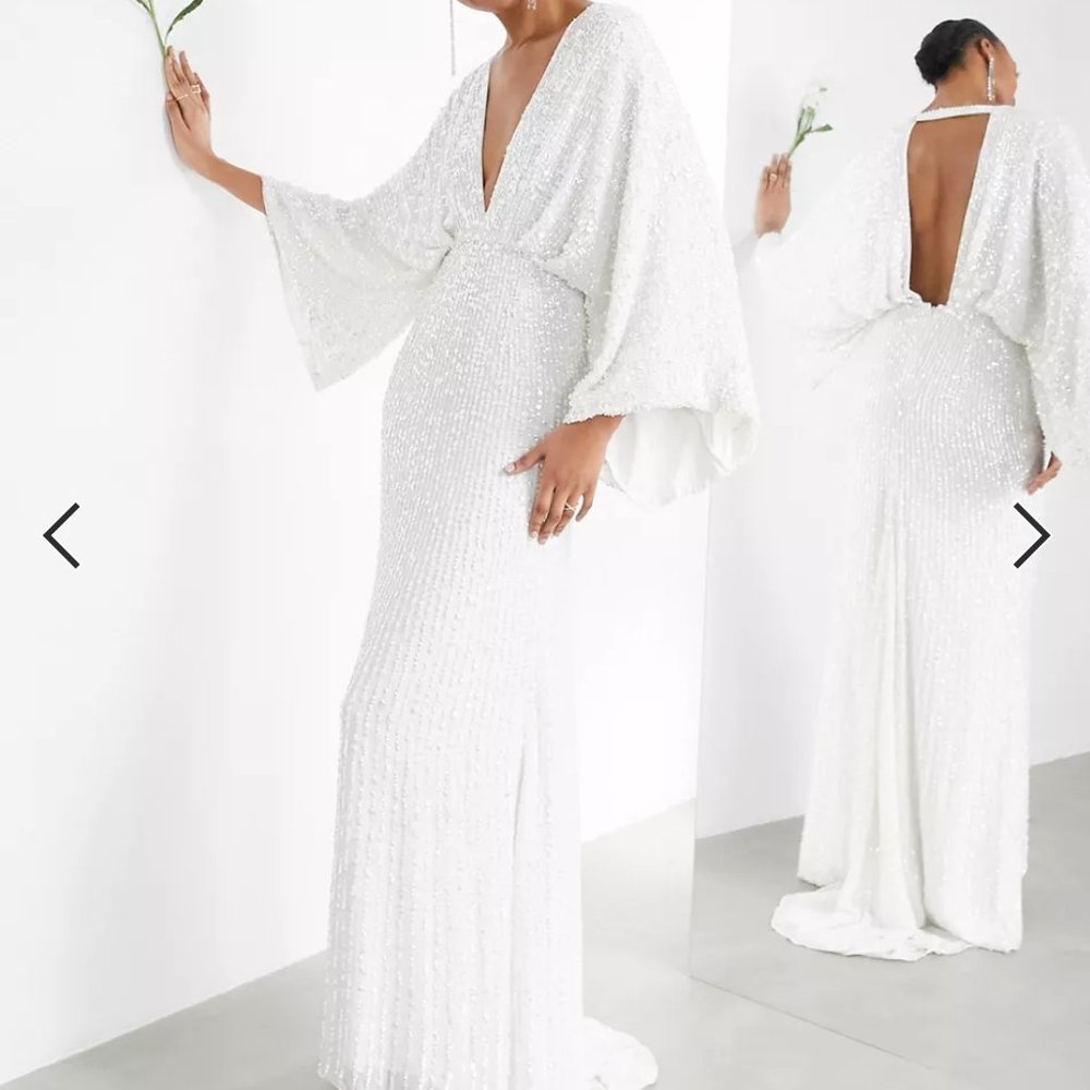 NWT ASOS Edition Sequin Kimono Wedding Dress - size 6